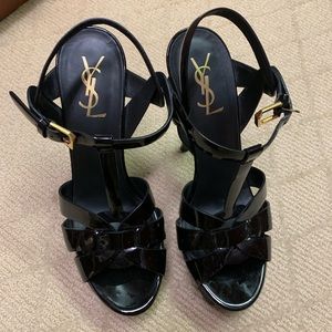 YSL Tribute black patent shoes
